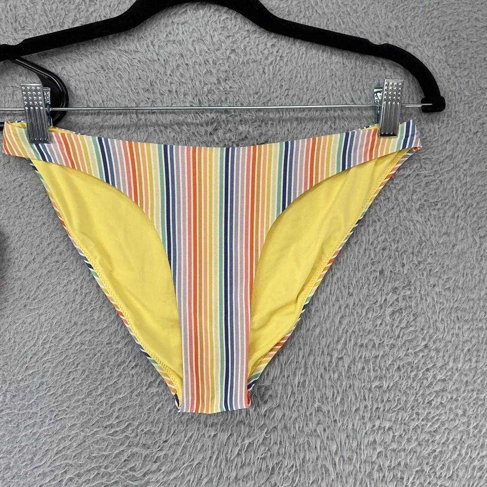 Marine Layer Bikini Set Womens XS Multicolor Rainbow Stripe Halter‎ Top Swim